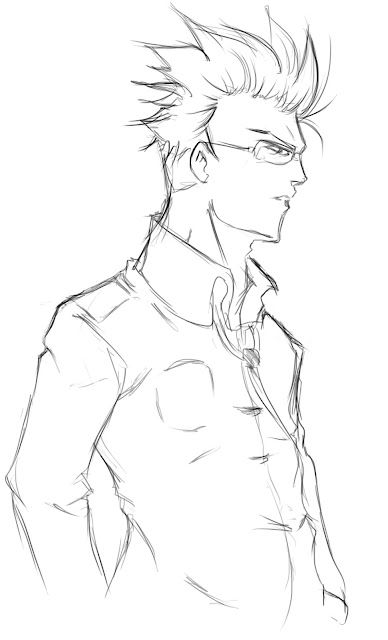 Anime boy side view